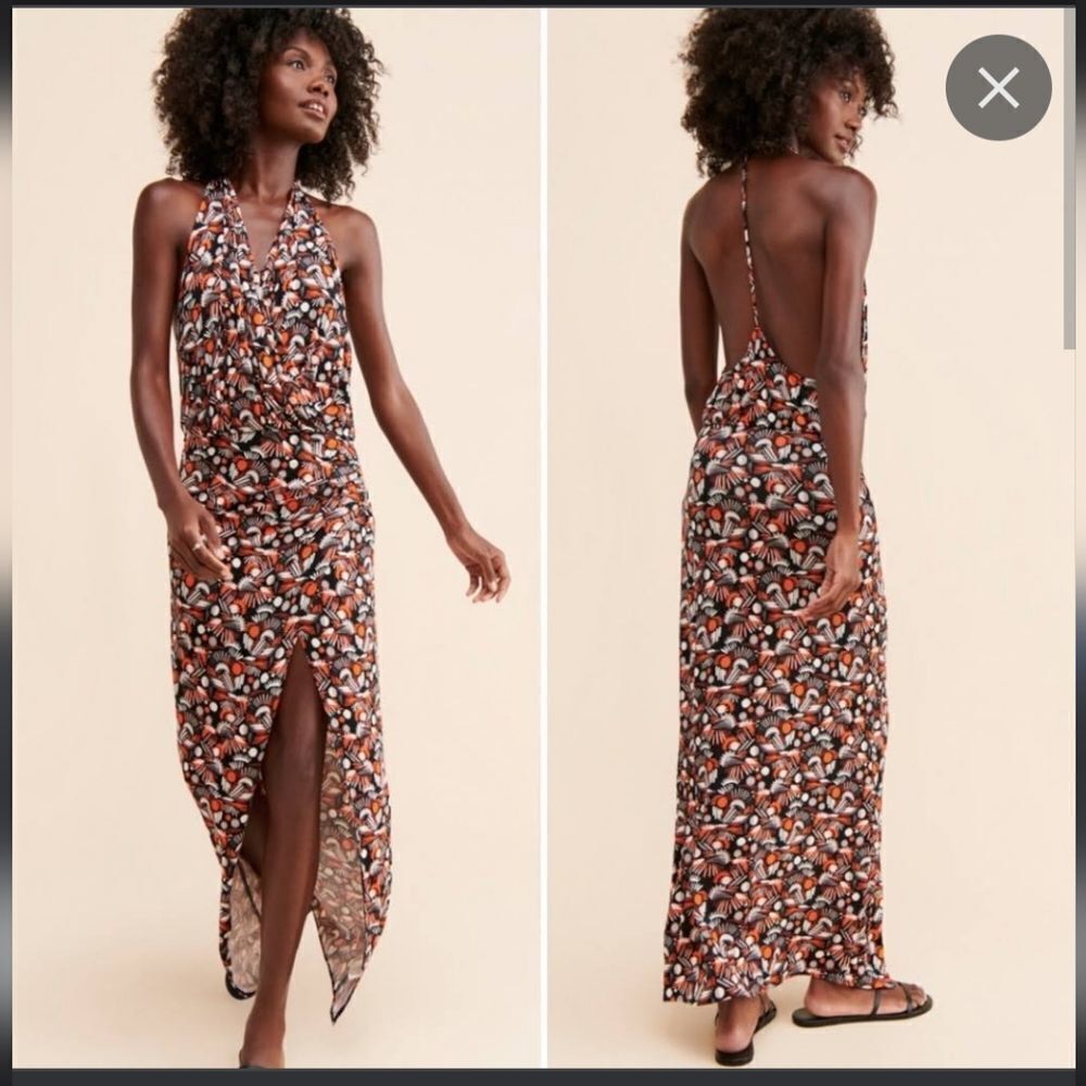 Free People Women's Midi V neck Daria Dress with high thigh slit Size XS… - Picture 2 of 13